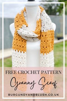 the free crochet pattern for an orange and white scarf