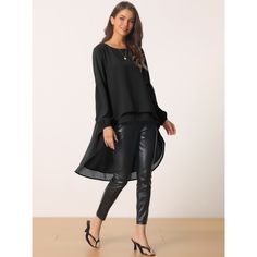 Perfect for both day and evening occasions, these blouses add a touch of elegance and style to any wardrobe. The lantern long-sleeved high-low hem blouse is the perfect combination of femininity and sophistication. Long lantern sleeves and asymmetrical hem details add a bit of charm. Occasion: This asymmetrical irregular hem casual top is perfect for any occasion, such as a party, dating, hanging out with friends, work office, or a night out. Made of chiffon fabric, soft, lightweight, and breath Elegant Fall Top With Asymmetrical Hem, Spring Workwear Blouse With High-low Hem, Elegant Tops With Asymmetrical Hem For Fall, Evening Long Sleeve Blouse, Solid Asymmetrical Hem Blouse For Layering, Long Sleeve Solid Color Blouse For Layering, Solid Color Long Sleeve Blouse For Layering, Long Sleeve Solid Color Blouse For Party, Solid Color Long Sleeve Party Blouse