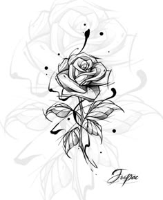 a black and white rose tattoo design