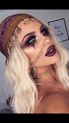 Gypsy Beautiful Halloween Makeup, Creepy Halloween Makeup, Cute Halloween Makeup, Halloween Coustumes, Halloween Makeup Ideas