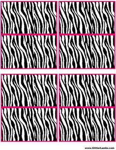 four zebra print squares in pink and black