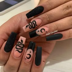 Black Acrylic Nail Designs, Holloween Nails, Halloween Acrylic Nails, Colorful Nails, Fall Acrylic Nails, Acrylic Nails Coffin Short, Short Acrylic Nails Designs, Fire Nails, Coffin Nails Designs