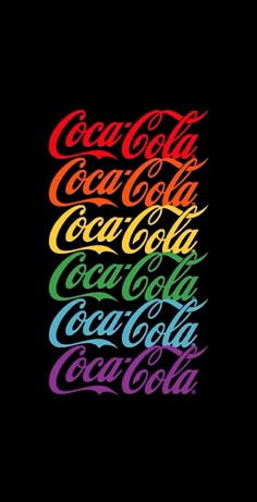 the word coca cola written in different colors