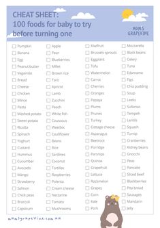 a printable checklist for baby to try before turning one with the words,