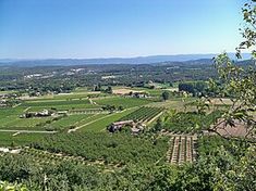 an aerial view of the countryside and trees