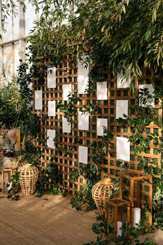 an indoor garden with lots of plants and pictures on the wall