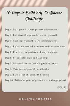 the 10 days to build self - confidence challenge