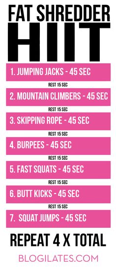 Fat Burning HIIT #burnfat #workout Daglig Motivation, Power Workout, Pop Pilates