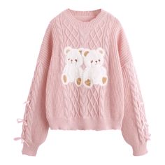 New Without Tags Size Medium Light Pink Color 100% Mohair Pit To Pit: 22.5” Length: 22” *White Collar From Last Pic Not Included* Cute Roblox Clothes, Girly Sweater, Soft Pink Sweater, Fox Clothing, Kawaii Sweater, Kawaii Bear, Pink Sweaters, Pull Rose, Black Long Sleeve Sweater