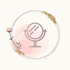 a pink and gold circle with a microphone on it