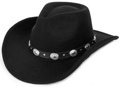 PRICES MAY VARY. Material Of Cowboy Hats For Women - High-quality wool material cowgirl hat, breathable and comfortable lining ,classic retro western cowboy/cowgirl hat style, stylish and good looking. Adjustable Strap Inside Of Fedora Hats for Women - Hat Circumference: 56-58cm/22-22.8"; Brim Width: 7cm/2.75"; Hat Height: 16cm/6.28"; there is a adjustable strip inside,you can adjust hat size when you feel large. Sun Protection UPF50+ Of Black Cowboy Hat - UV protection, sun protection, wide wide brim provides a perfect shade to your face block the strong summer sun for you; adjustable size works for most people. Classic Design Of Cow Girl Hat - Felt hats for women features with a vintage belt,great for dress up and costume fun.Classic Cowboy Style, suitable for paired with various hat ban Southwest Outfits, Felt Hats For Women, Cowboy Hats For Women, Sombrero Cowboy, Fedora Hats For Women, Cow Outfits, Cow Costume, Black Cowboy Hat, Womens Fedora