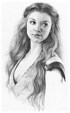 a pencil drawing of a woman with long hair