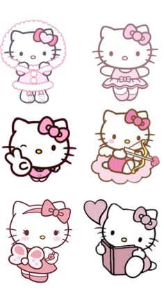 hello kitty stickers are shown in different colors