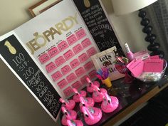 a table topped with lots of pink cupcakes next to a sign that says i do party