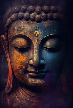 a buddha statue with its eyes closed