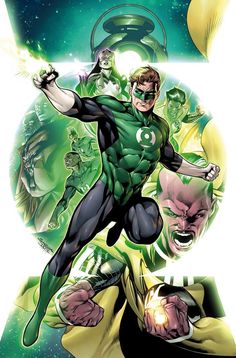 green lantern and the green lantern team up in front of an image of other characters