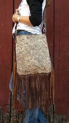 XLG Crossbody Sling, Western Floral Cream and Brown from H Western Bag, Ethno Style, Western Purses, Cheap Purses, Fringe Purse, Cowgirl Chic, Handbags Affordable, Boho Bags, Cheap Handbags