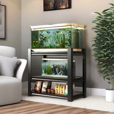 *Three Tier Fish Tank Rack with Adjustable Shelf Height is freely adjustable up and down 3 inches to fit the height of your fish tank or aquarium. In addition, you can use it to store fish food, nets and other fish accessories, or place books, potted plants and other decorations. *The fish tank stand is made of 6mm thick heavy-duty steel frame to ensure a safe and reliable fish tank stand. Our stands are powder coated to resist rust, water, sturdy, durable and moisture. No need to worry about w… Aquarium Shelf, Fish Tank Rack, Aquarium Rack, Fish Accessories, Fish Tank Stand, Tank Stand, Aquarium Stand, Fish Aquarium, Fish Food