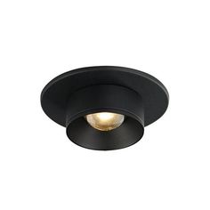 an image of a black downlight fixture on a white background with the light turned off