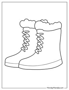 a pair of shoes with laces coloring page