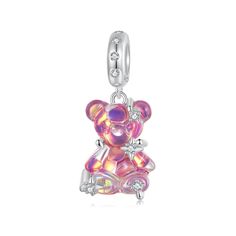 View our 925 sterling silver charm collection that will add an element of elegance to your pandora bracelet. Click to shop now!  https://www.etsy.com/shop/Hitye ❤️ Description ❤️ You will receive a Dreamy Bear Pendant. Meet the dreamy little bear in the fairy tale world, and the beautiful fairy tale will create a romantic and beautiful memory for you. - Material:925 Sterling Silver, Cubic Zirconia - Theme:Dreamy Bear Pendant - Compatible: Pandora Bracelet Authentic - Idea Gift: [Gift for Girlfri Pink Sterling Silver Charms For Gifts, Pink Sterling Silver Charm Bracelet With Dangling Charms, Sterling Silver Pink Charm Bracelet With Dangling Charms, Pink Sterling Silver Jewelry With Removable Charms, Pink Sterling Silver Charms, Nickel Free Pink Sterling Silver Charms, Nickel-free Pink Sterling Silver Charms, Basic Bracelet, Charms Pandora