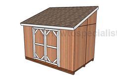 a wooden shed with the roof closed