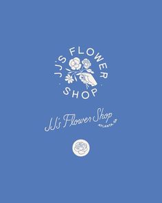 the flower shop logo on a blue background