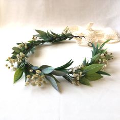 Green Leaf Headband Green Leaf Bridal Crown Olivia Flower | Etsy Flower Crown Green, Headband For Wedding, Baby Breath Flower Crown, Leaf Headband, Leaf Crown, Wedding Hair Wreath, Leaves Headband, Crown Flower, Bridal Flower Crown