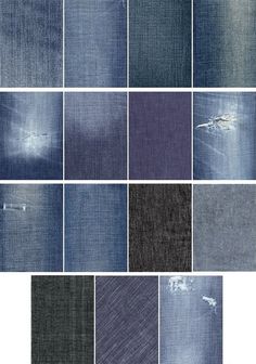 blue and grey denim fabric swatches