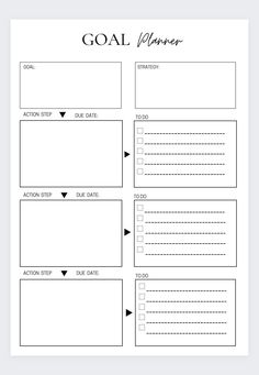 the goal planner is shown in black and white, with arrows pointing to each other