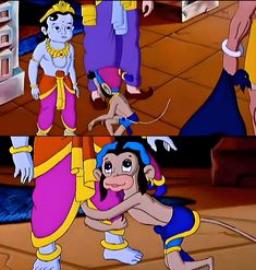 an animated scene with monkeys and other characters