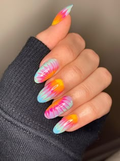 Pink Tie Dye Nails, Tie Dye Nail Art, Tye Dye Nails, Best Nail Designs, Sunset Nails, Nail Designs Ideas, Nail Art Designs Images, Tie Dye Nails, Cute Nail Art Designs