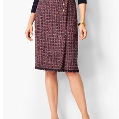 Talbots Tweed Pencil Skirt Midi Gold Tone Crest Buttons And A Touch Of Luxe Size 6 P Nwt Sf Pf Pencil Skirt Tutorial, Pencil Skirt Diy, Pencil Dress Outfit, Pencil Skirt Fashion, Pencil Skirt Pattern, Satin Pencil Skirt, Skirt Diy, Pencil Skirt Casual, Pencil Skirt Outfits