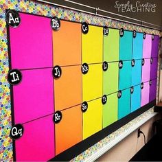 a colorful bulletin board with numbers on it