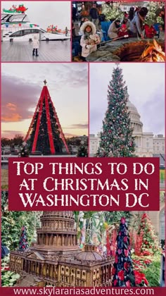 the top things to do at christmas in washington dc with pictures of trees and buildings