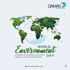 an advertisement for the world environment day, with a map of the earth on it