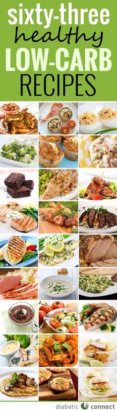 the cover of sixty three low - carb recipes, with pictures of different foods