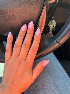 Pink Oval Nails, Oval Acrylic Nails, Acrylic Nails Nude, Baby Pink Nails, Milky Nails, Simple Gel Nails