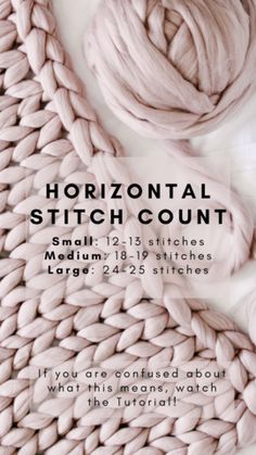 a knitted blanket with the words horizontal stitch count on it, and an image of a