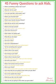 a question card with the words funny questions to ask kids