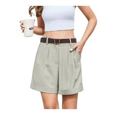 Asklazy Women Fashion 2024 Casual Summer Shorts with Pockets Loose Flowy Shorts Size: M.  Color: Gray.  Gender: female.  Age Group: adult. Summer Dressy Casual, Trouser Shorts, Shorts Comfy, Color Blocking Outfits, Bottom Workout, Work Trousers, Flowy Shorts, Tailored Shorts, Casual Summer Shorts