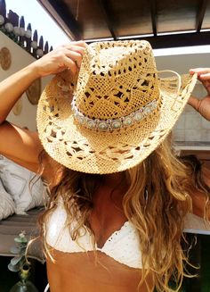 Handmade Straw Sun Hats, Boho Cowboy Hats for Women, Bohemian Beach Festival Hat, Summer Hat, Boho Cowgirl Hats for Women - Etsy Beach Hats For Women 2024, Cowgirl Beach Outfit, Beach Cowboy Hat, Cowboy Hats For Women, Straw Cowboy Hats, Straw Cowgirl Hat, Cowboy Hats Women, Boho Cowboy, Cowgirl Summer