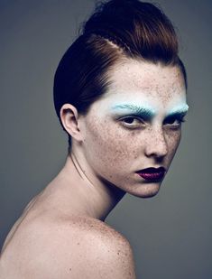 Dying for these almost neon blue accented eyebrows....again something I think would be STUNNING on Jules. Billy Kidd, Behind Blue Eyes, Eyebrow Powder, Blue Makeup