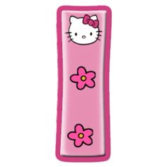 a pink hello kitty bookmark with flowers on it