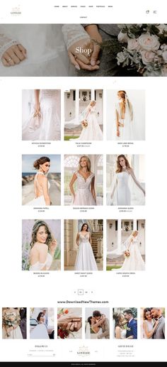 an image of a website page for a wedding dress store, with images of brides and