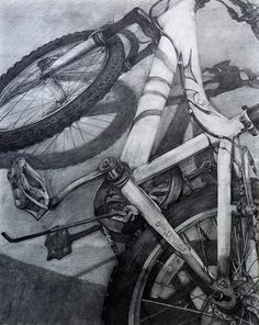 a pencil drawing of a bicycle and its gear