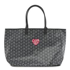 This is an authentic GOYARD Goyardine Heart Saint Louis PM in Grey. This stylish tote is crafted of the classic Goyard chevron monogram coated canvas in grey with a heart. This handbag features sturdy grey leather shoulder straps and trim. The top is open to a spacious natural fabric interior with a removable pouch. Luxury Gray Bags With Leather Handles, Luxury Gray Shoulder Bag With Leather Handles, Natural Fabric, Saint Louis, Grey Leather, Natural Fabrics, A Heart, St Louis, Shoulder Straps