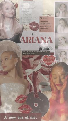 a collage of photos with the words ariana grandee and images of women