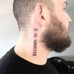 a man with a tattoo on his neck has the word xx and an x in it