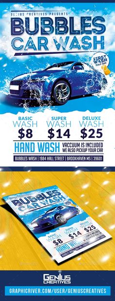 a flyer for a car wash event